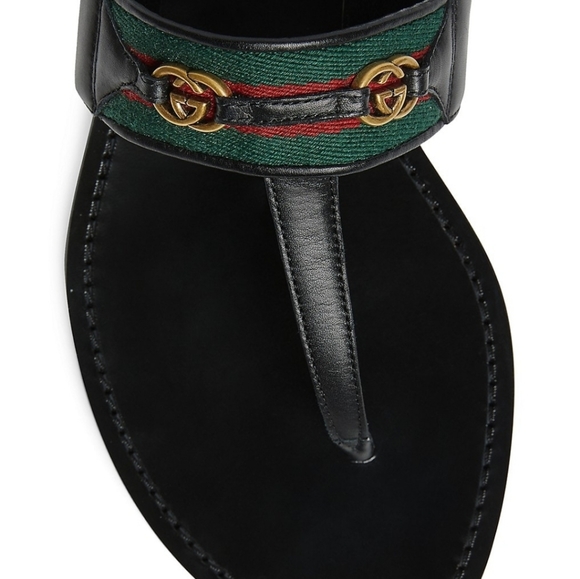 GUCCI Nylon Web Lifford Jakarta leather Sandals, black - Picture 5 of 13